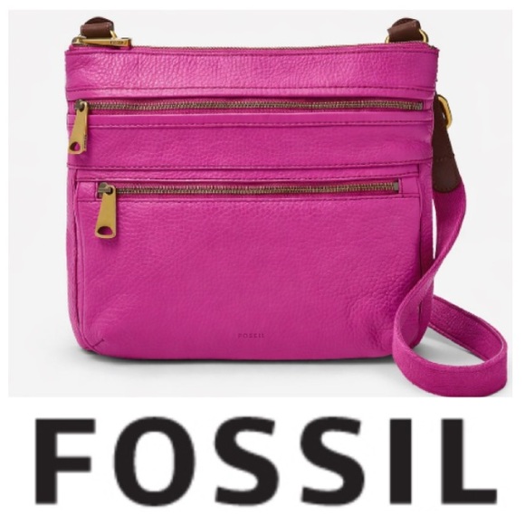 Fossil Handbags - Fossil ‘Explorer’ cow-hide leather crossbody in ‘fuchsia’